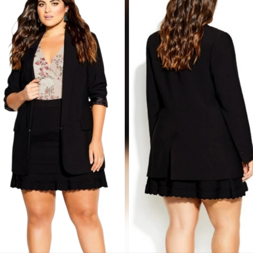 City Chic Essence Career Longline Jacket - black‎ fitted plus size XXL 24 NEW!!!